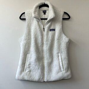 Patagonia Los Gatos Vest Full Zip White Women's Size Medium Faux Fur